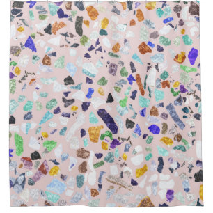 Trendy Colourful Shiny Stones Terrazzo Pink Design