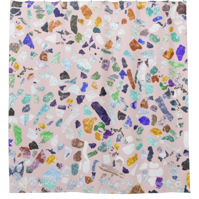 Trendy Colourful Shiny Stones Terrazzo Pink Design (Front)