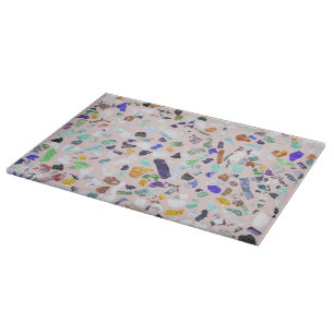 Trendy Colourful Shiny Stones Terrazzo Pink Design Cutting Board