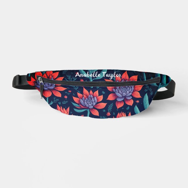 Trendy Colourful  Succulents Garden Floral Pattern Fanny Pack (Front)