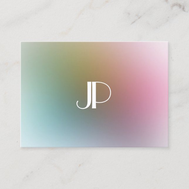 Trendy Colourful Template Modern Elegant Monogram Business Card (Front)