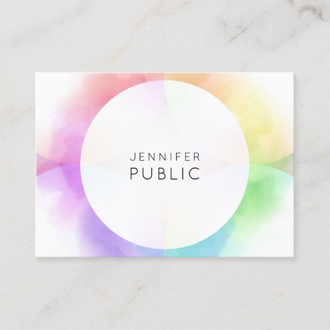 Trendy Colourful Template Modern Minimalist Elegan Business Card (Front)