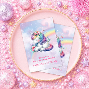 Trendy Colourful Unicorn Girl Birthday Thank You C Card