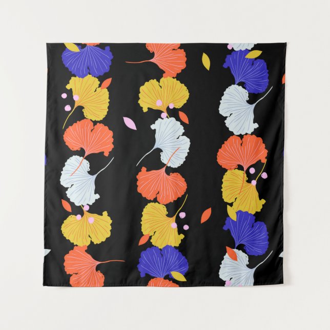 Trendy colourful vintage Illustration vertical str Tapestry (Front)