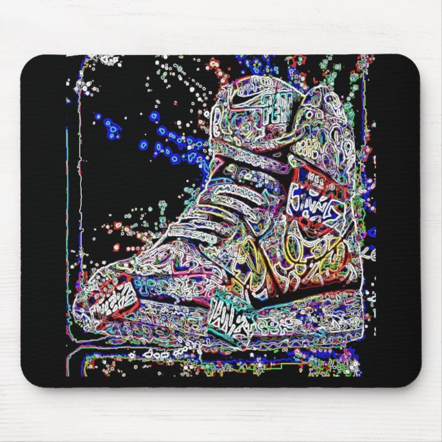 Trendy colourful watercolor graffiti Sneakers Mouse Pad (Front)