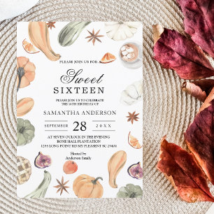 Trendy Colourful Watercolor Pumpkin   Autumn Vibes Invitation