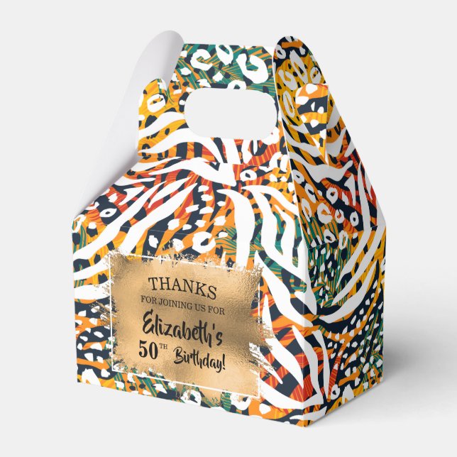 Trendy Colourful Zebra Animal Print  Favor Box (Front Side)