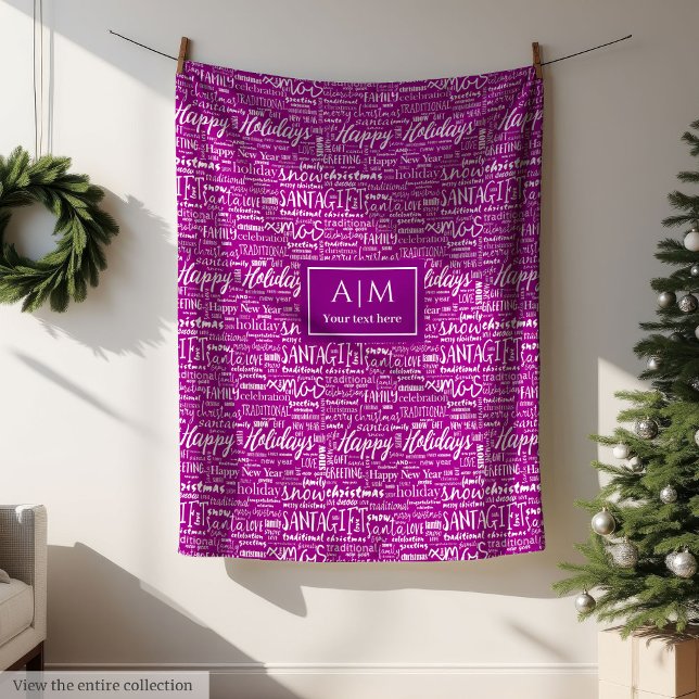 Trendy colours Christmas lettering ho ho ho blanke Fleece Blanket (Trendy colors Christmas lettering ho ho ho blanket)