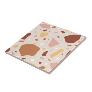 Trendy colours Pink and brown stone abstract decor Tile