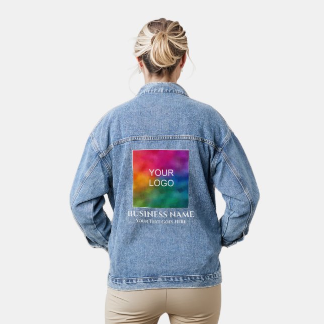 Trendy Company Business Logo Womens Modern Best Denim Jacket (Model)