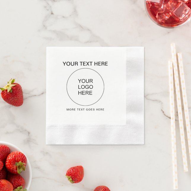 Trendy Company Logo Text White Coined Cocktail Napkin (Insitu)
