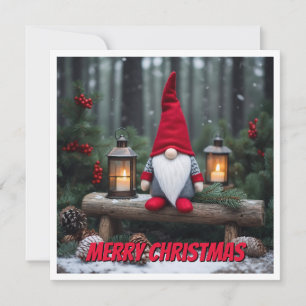 Trendy Contemporary Elegant Chic Christmas Gnome Holiday Card