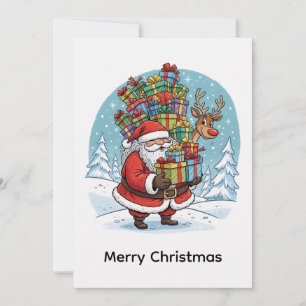 Trendy Contemporary Non Photo Santa Claus  Holiday Card