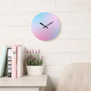 Trendy Contemporary Teal Pink Blue Large Clock