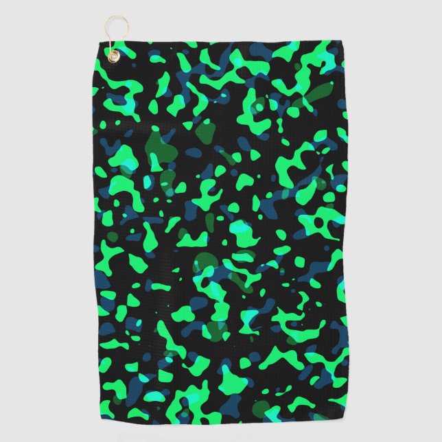 Trendy Cool Blue Seagreen Camouflage Pattern Golf Towel (Front)