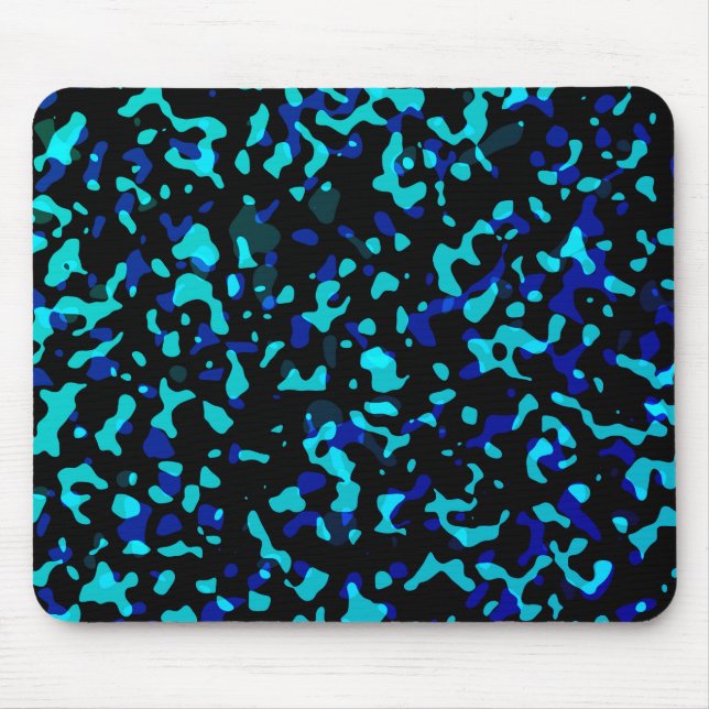 Trendy Cool Blue Seagreen Camouflage Pattern Mouse Pad (Front)