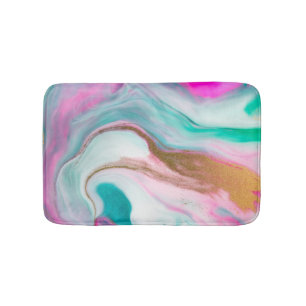 Trendy Cool Colourful Gold Marble Bath Mat