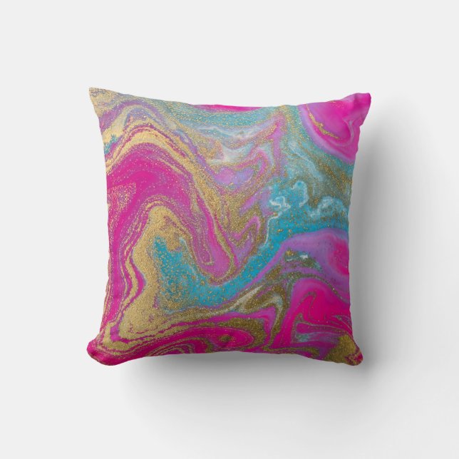 Trendy Cool Colourful Marble Stone Texture Throw Pillow (Front)