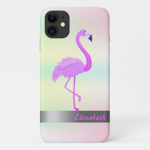 Trendy Cool Flamingo Holographic Iridescent iPhone 11 Case