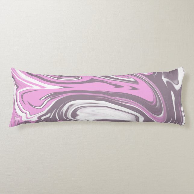 Trendy Cool Funky Pink Grey White Marbled Body Pillow (Front)