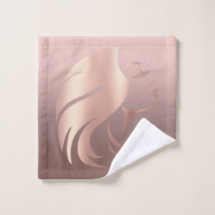 Trendy Cool Girl Face Silhouette Bath Towel Set