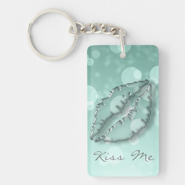 Trendy Cool Girly,Bokeh,Lips,Kiss Me Keychain (Front)