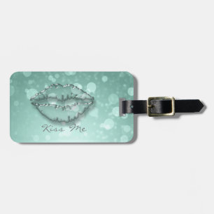Trendy Cool Girly,Bokeh,Lips,Kiss Me Luggage Tag