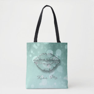 Trendy Cool Girly,Bokeh,Lips,Kiss Me Tote Bag