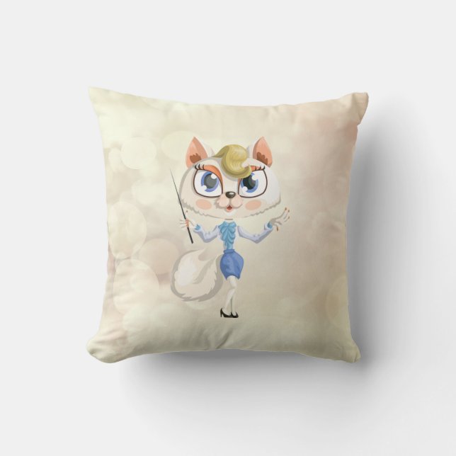 Trendy Cool Girly, Cat, Bokeh Throw Pillow (Front)