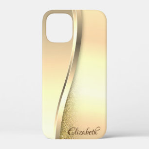 Trendy Cool Gold Glitter - Personalized iPhone 12 Mini Case