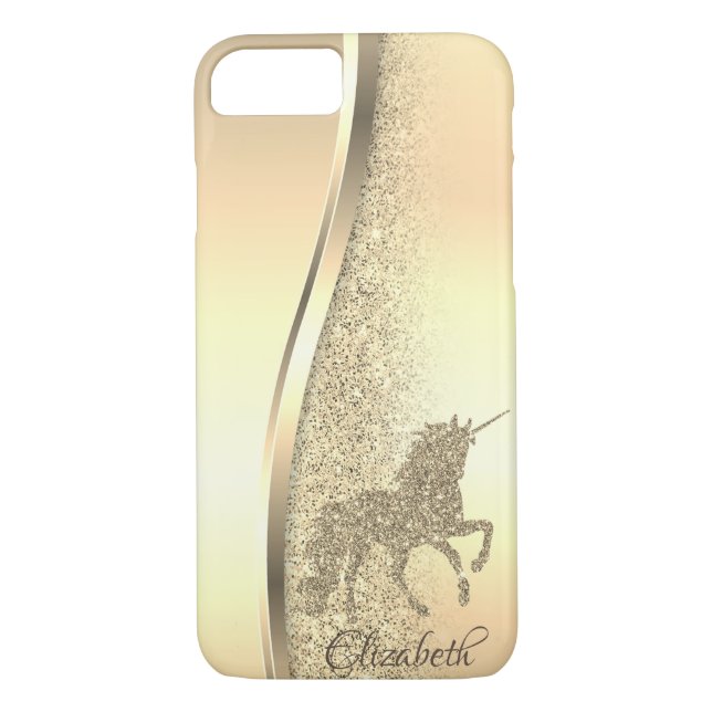 Trendy Cool Gold Glitter Unicorn - Personalized Case-Mate iPhone Case (Back)