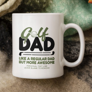 Trendy Cool "GOLF DAD" Green Typography Pint Coffee Mug
