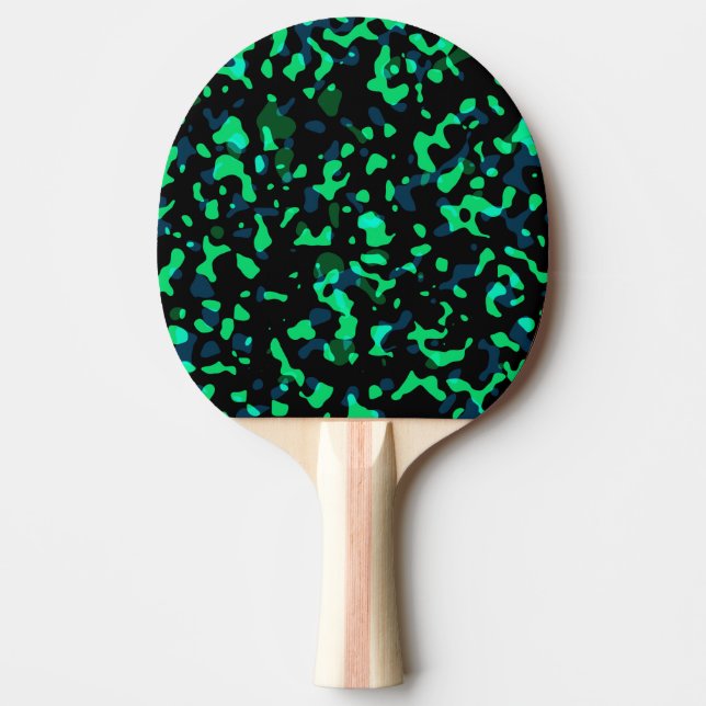 Trendy Cool Green Black Camouflage Ping Pong Paddle (Front)