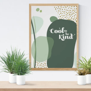 Trendy Cool Green Gold Modern Abstract Poster