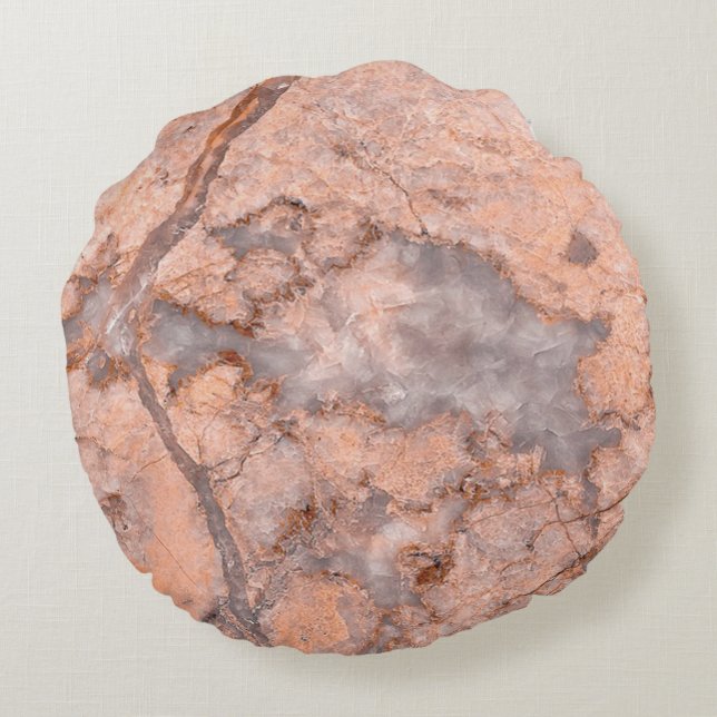 Trendy Cool Marble Stone Texture Round Pillow (Back)