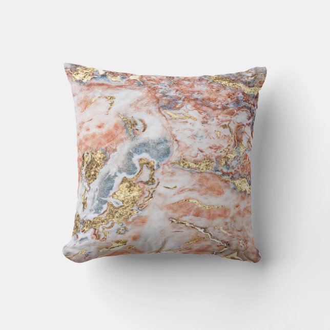 Trendy Cool Ombre Marble Stone Texture Throw Pillow (Front)