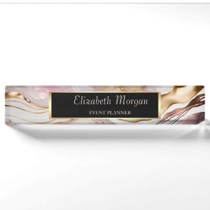 Trendy Cool Pink Gold Marble  Nameplate