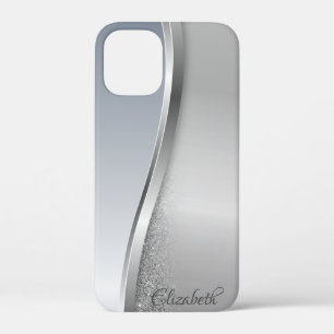 Trendy Cool Silver Glitter - Personalized iPhone 12 Mini Case