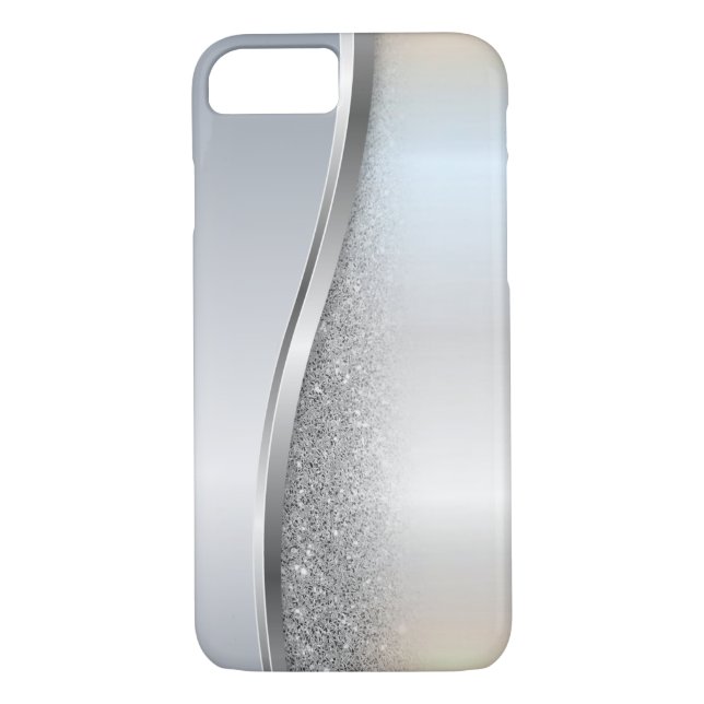 Trendy Cool Silver Glitter - Personalized Case-Mate iPhone Case (Back)