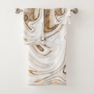 Trendy Cool White Gold Marble  Bath Towel Set