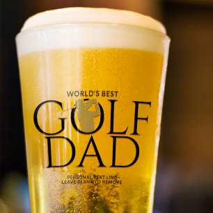 Trendy Cool "WORLD'S BEST GOLF DAD" Gold Pint Glass