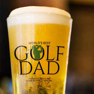 Trendy Cool "WORLD'S BEST GOLF DAD" Green Pint Glass