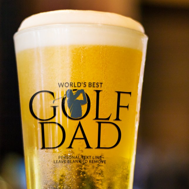 Trendy Cool "WORLD'S BEST GOLF DAD" Navy Blue Pint Glass (Creator Uploaded)
