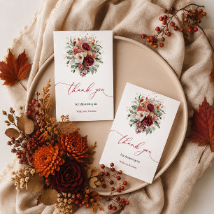 Trendy copper autumn floral boho thank you card fa