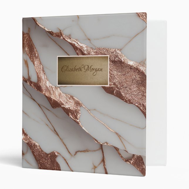 Trendy Copper Glitter Marble Binder (Front/Inside)