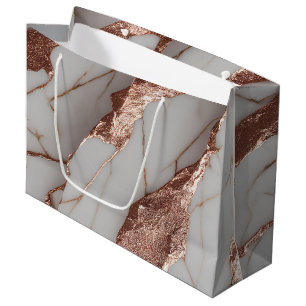 Trendy Copper Glitter Marble Large Gift Bag