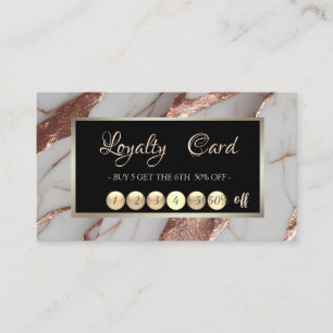 Trendy Copper Glitter Marble Loyalty Card