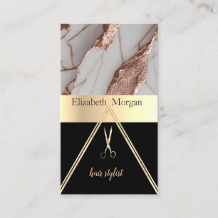 Trendy Copper Glitter Marble Scissors Business Card