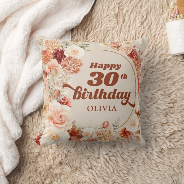 Trendy copper hydrangea and roses autumn  throw pillow (Blanket)