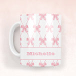 Trendy Coquette Bridesmaid Pink Bow  Coffee Mug<br><div class="desc">Trendy Pink Bow Bridesmaid Mug for your Flirty Girl Gang Planning a wedding that's full of fun and flirty vibes? Look no further than the Trendy Pink Bow Bridesmaid Coffee Mug to complete your #bridesmaidgift picture. This mug is more than just a caffeine companion; it's a stylish statement piece your...</div>